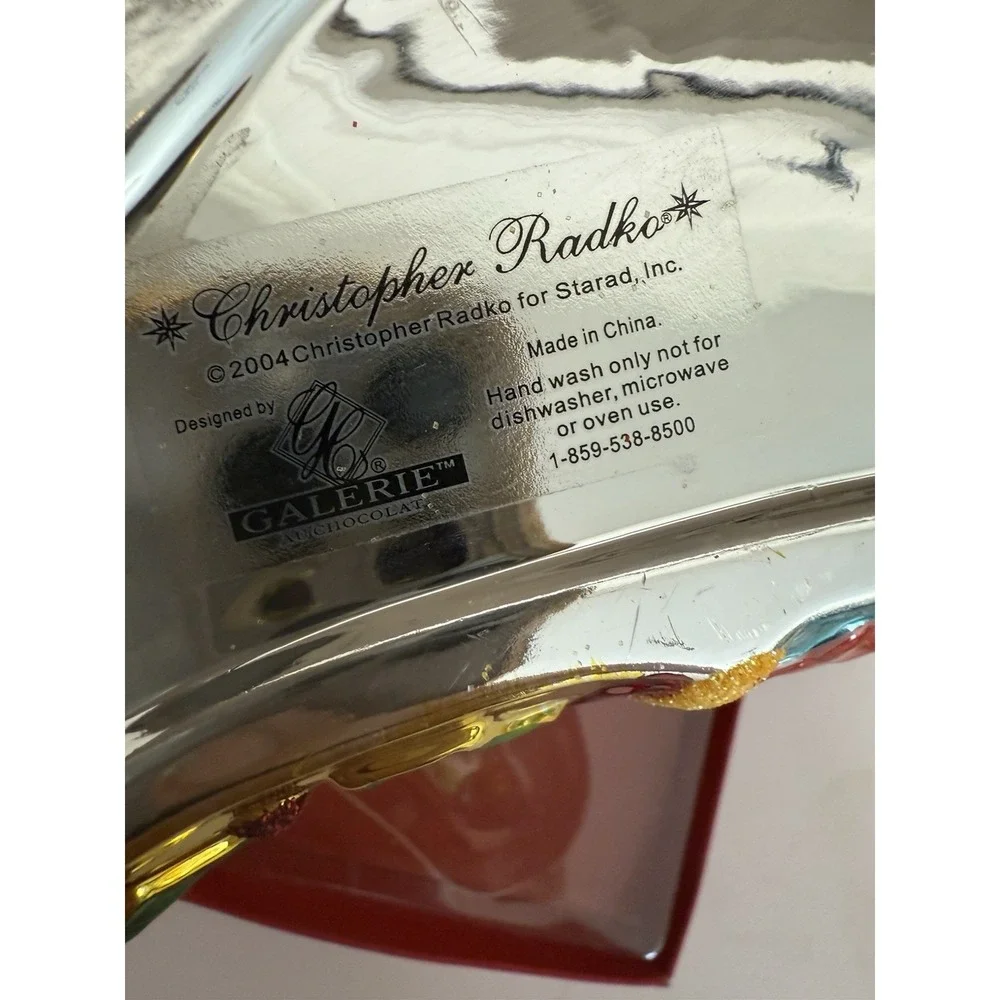 Vintage Christopher Radko 2004 ‎ Santa Claus in Stocking Trinket Candy Dish NIB